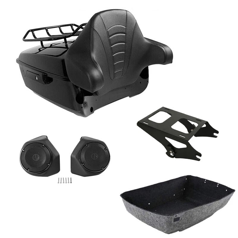 King Trunk Rack Backrest Speakers Mount Fit For Harley CVO Road Glide 2014-2026