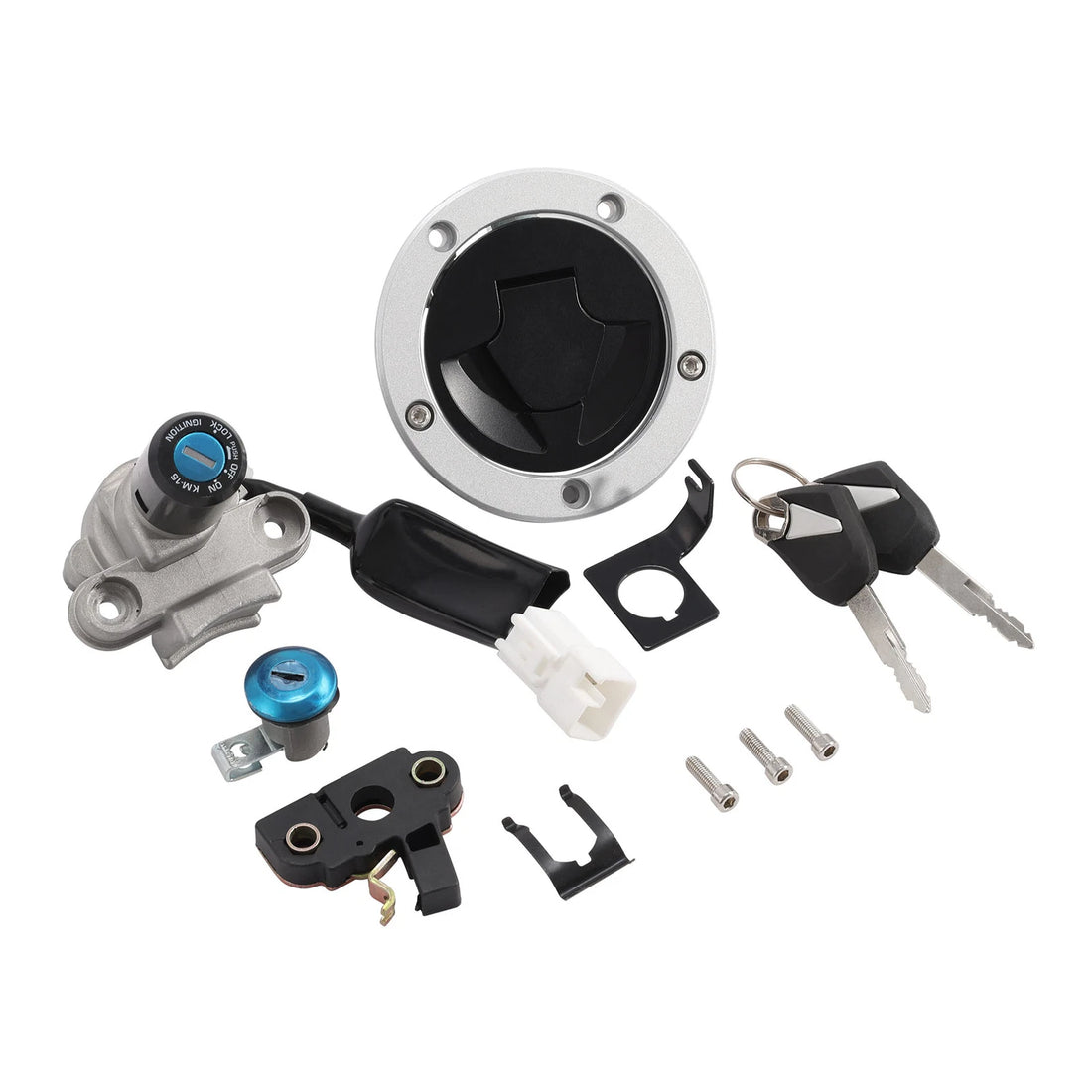 Fuel Gas Cap Ignition Switch Lock Key Set Fit For Kawasaki Z125 Pro BR125 17-23
