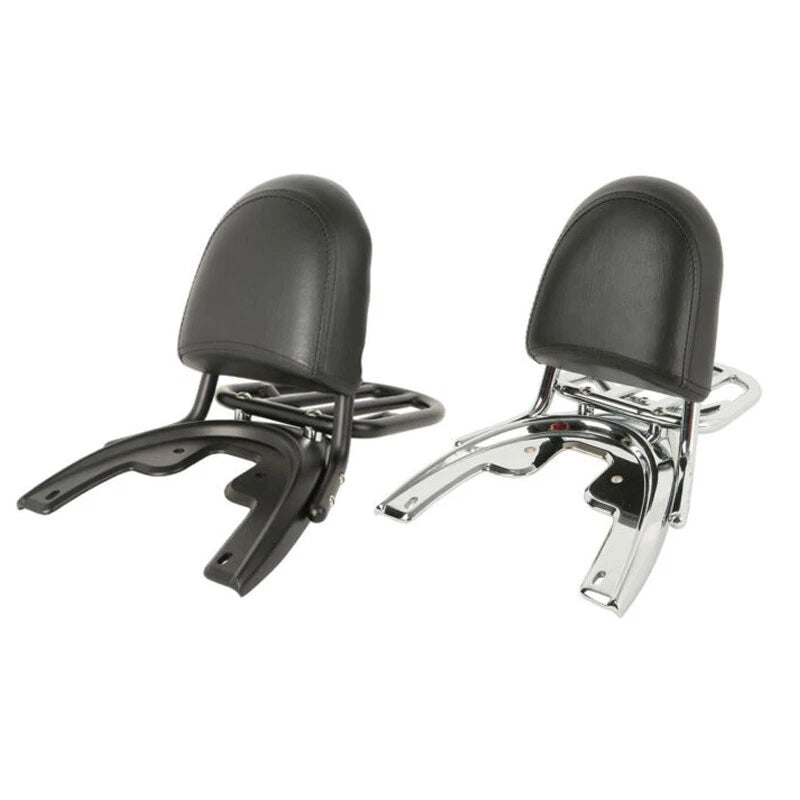 Black/Chrome Sissy Bar Backrest Pad Rack Baseplate Fit For Harley V-Rod 2002-06
