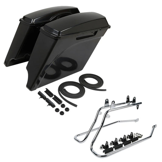 Unpainted 5" Extended Saddlebag Conversion Bracket Fit For Harley Softail 86-17