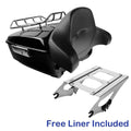 King Luggage Trunk w/ Backrest + Mount Rack Fit For Harley Touring 2014-2025