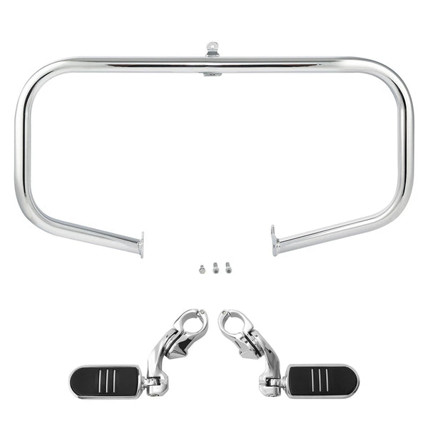 Chrome Highway Engine Guard Crash Bar Foot Pegs Fit For Harley Touring 2009-2024