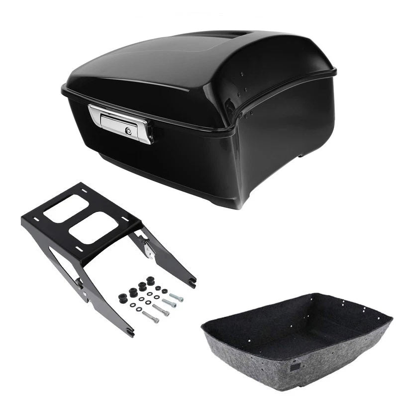 Black King Trunk Luggage Two-Up Mount Rack Fit For Harley Sport Glide 2018-2021