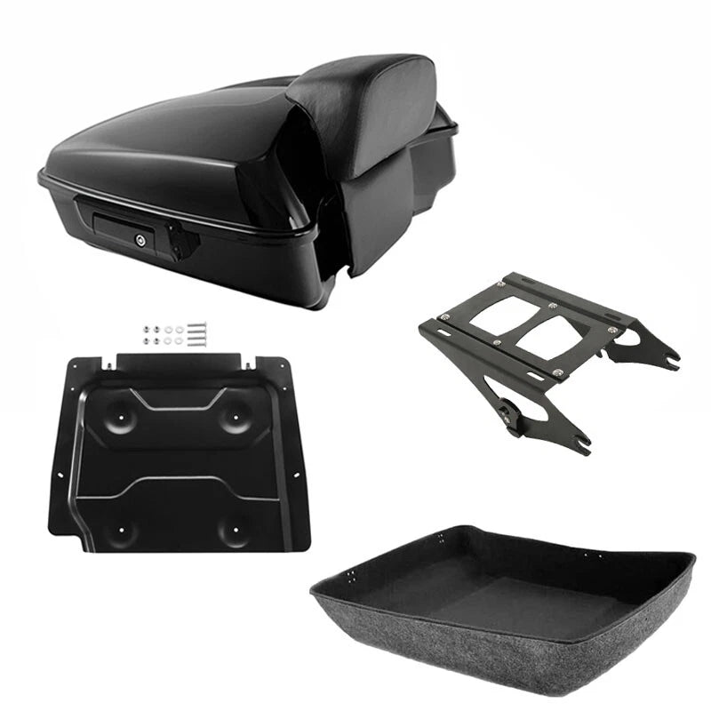 Black Chopped Trunk Backrest Mount Fits For Harley Cvo Street Road Glide 2014-26