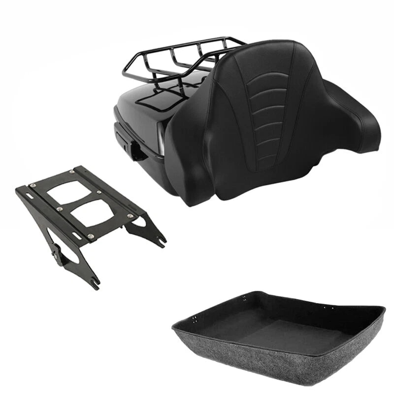 Black Chopped Trunk Backrest Mount Fit For Harley Touring Road Glide 2014-2026