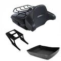 Black Chopped Trunk Backrest Rack Mount Fit For Harley Softail Fatboy 08-17