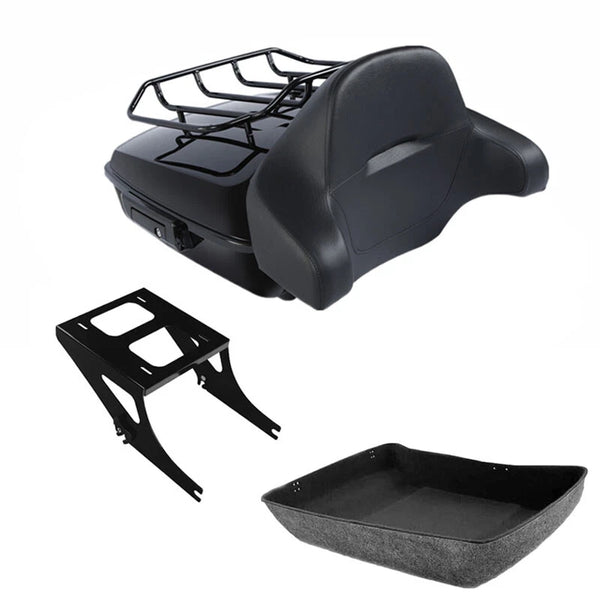 Black Chopped Trunk Backrest Rack Mount Fit For Harley Softail Fatboy 08-17
