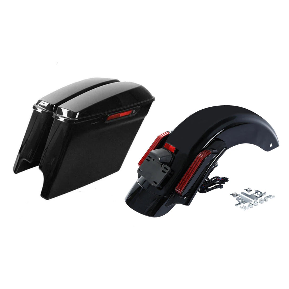 5" Stretched Hard Saddlebag Rear Fender LED Light Fit For Harley Road King 14-24