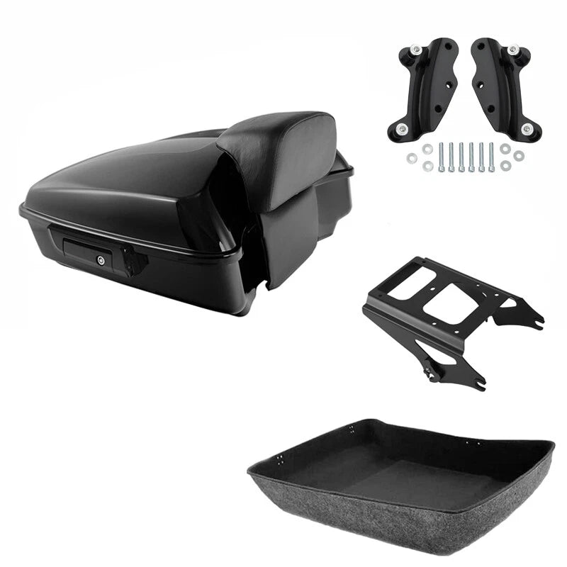 Black Chopped Trunk Backrest Rack Docking Fit For Harley Street Glide 09-13