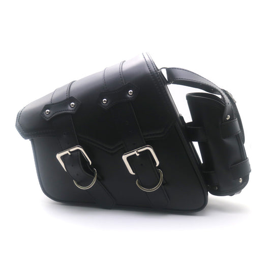 Black Artificial Leather Left Saddlebag With Drink Holder For Sportster XL883
