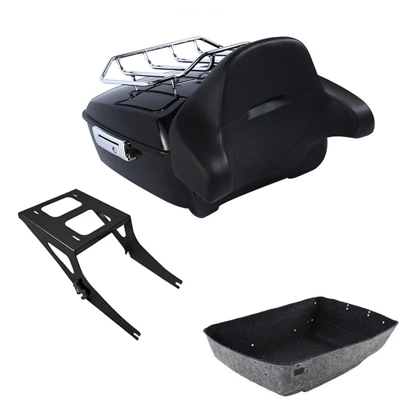 King Trunk Backrest Pad Luggage Rack Mount Fit For Harley Fatboy 2008-2017