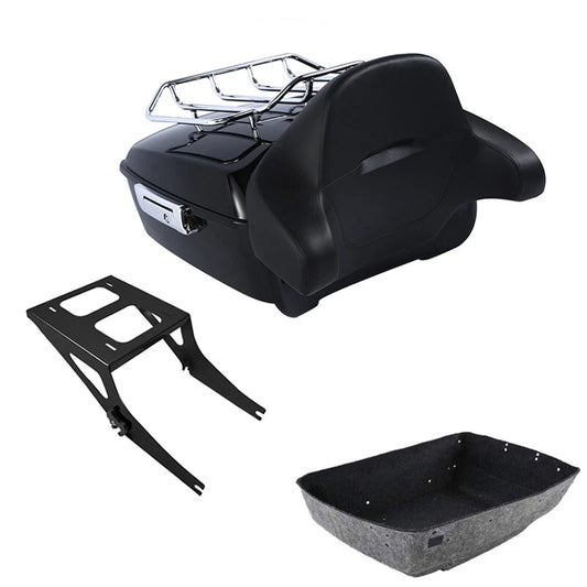 King Trunk Backrest Pad Luggage Rack Mount Fit For Harley Fatboy 2008-2017