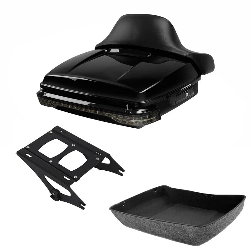 Chopped Trunk Backrest LED Light Mount Rack Fit For Harley Cvo Road Glide 14-26