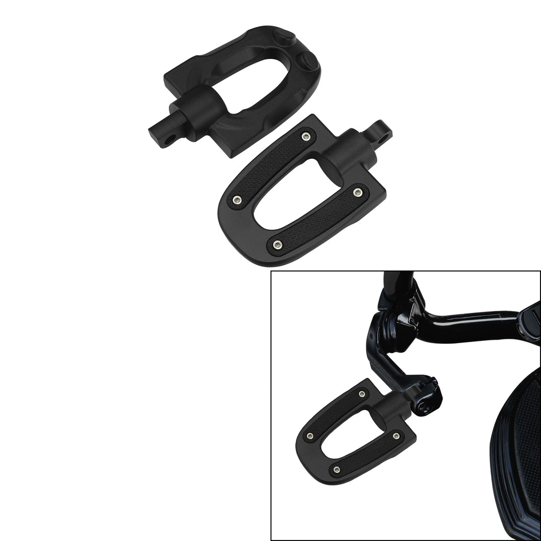 Matte Black Male Mount Footpegs Fit For Harley Touring Road Glide Sportster XL