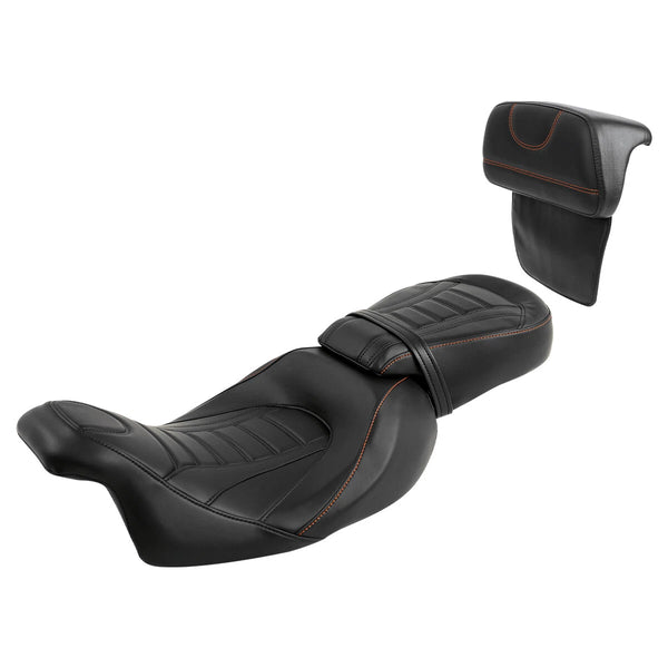 Low-Profile Seat w/ Razor Trunk Backrest Fit For Harley Road King Glide 14-23