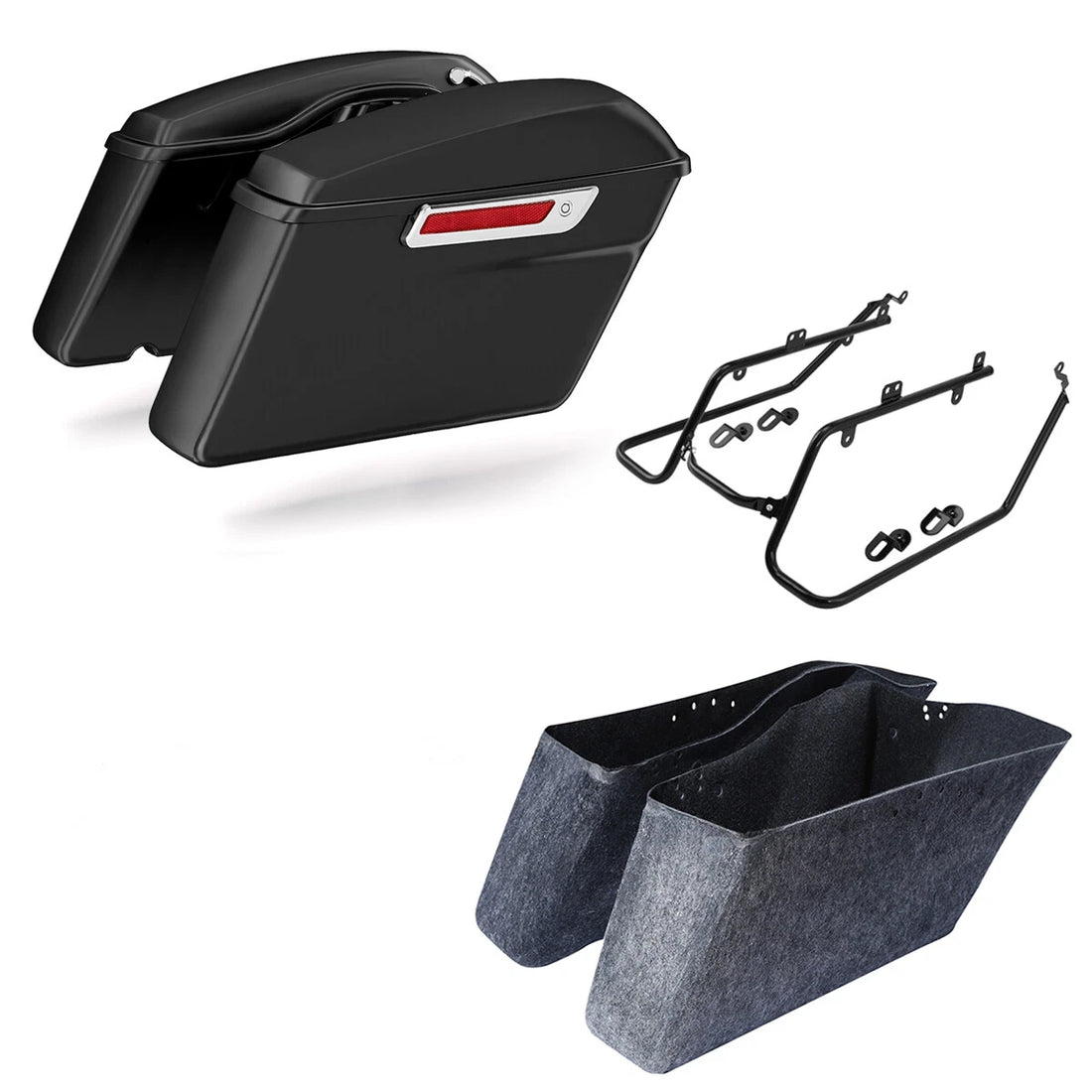 Hard Saddlebags & Conversion Bracket Fit For Harley Dyna Low Rider Fat Bob 08-17