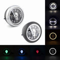 New 7'' LED Motorcycle Modified Skull Headlight Drl Angel Eye Ring Light Custom