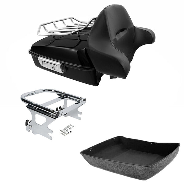 Chopped Trunk Pad Rack Two Up Mount Fit For Harley Touring 1997-2008