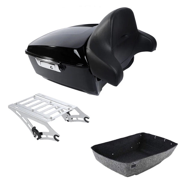 King Trunk Backrest & Chrome Mount Rack Fit For Harley Touring Road Glide 14-26