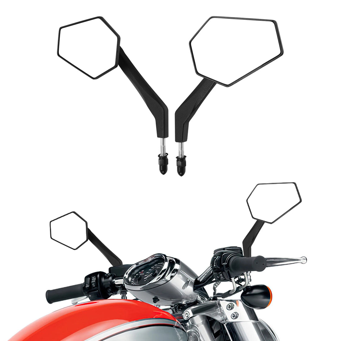 Black Rear View Side Mirrors Fit For Harley Touring Sportster Softail Dyna