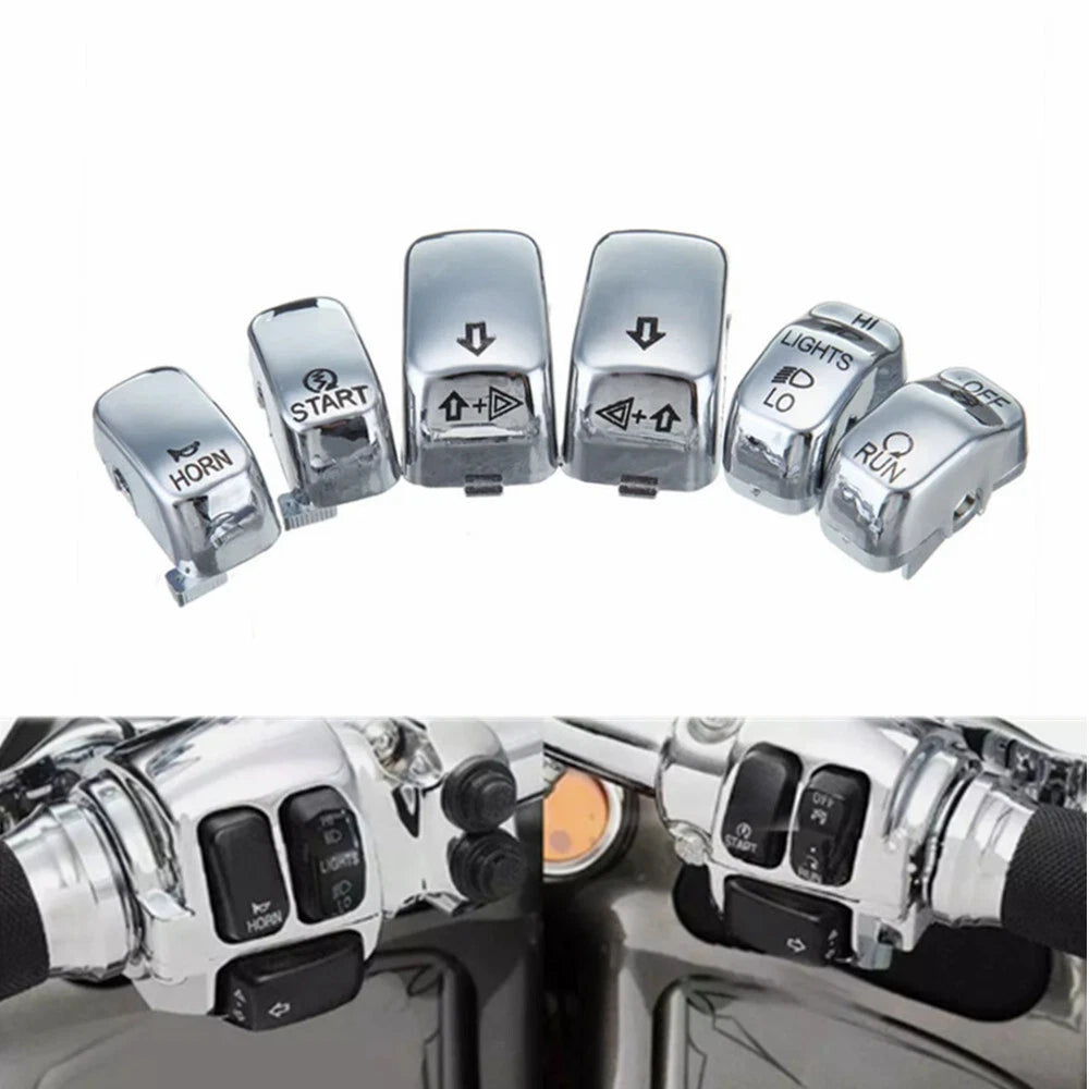 Chrome Hand Control Switch Housing Cap Button For Harley Touring Softail 96-13