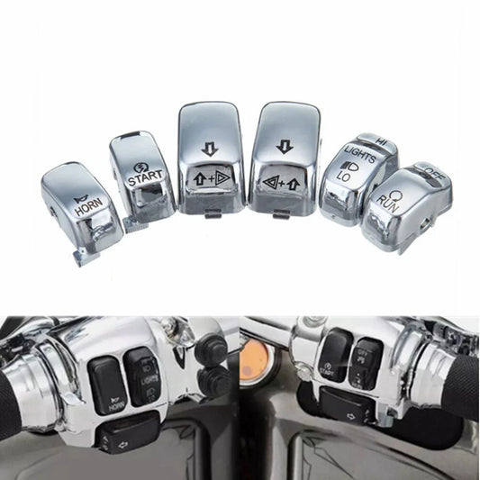 Chrome Hand Control Switch Housing Cap Button For Harley Touring Softail 96-13