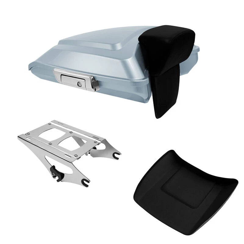 Silver Razor Trunk Backrest Pad Mount Rack Fit For Harley Touring Flht 2014-2026