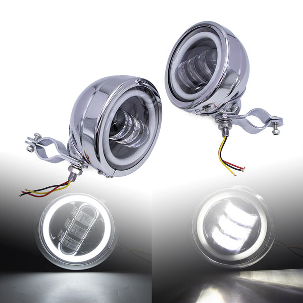 4.5" LED Passing Spot Fog Light W/ Roll Cage Guard Bar Tube Mount Bracket Clamp