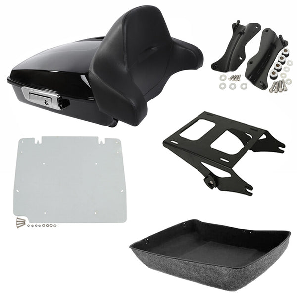 Chopped Trunk Pad Black Mount Plate Docking Kit Fit For Harley Road King 2014-26