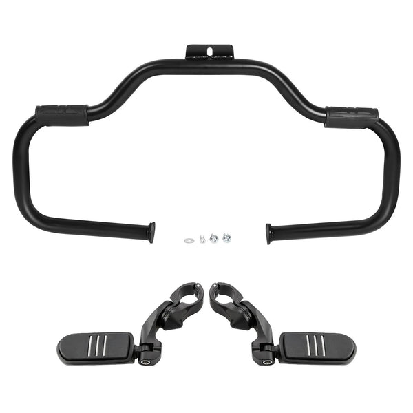 Matte Black Mustache Engine Guard Foot Pegs Mount Fit For Harley Softail 2000-17