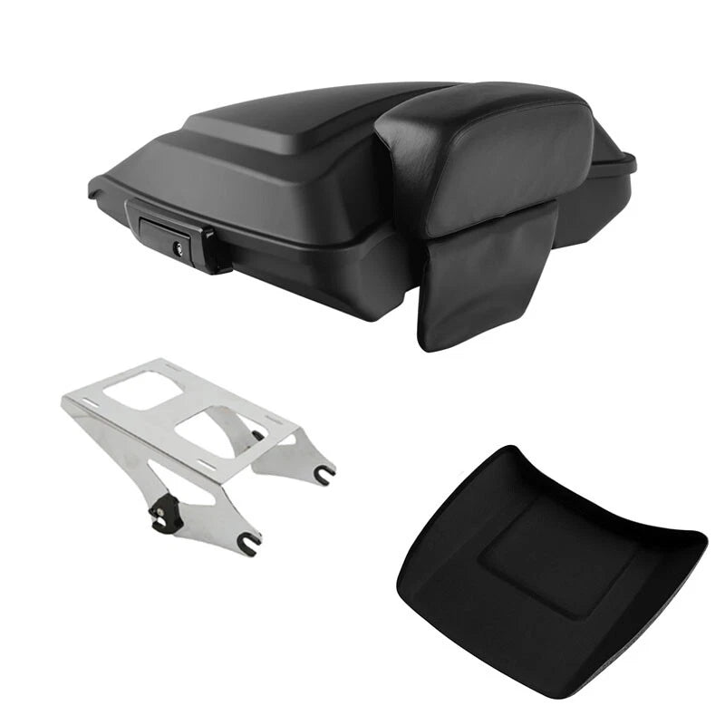 Matte Black Razor Trunk Backrest Pad Mount Rack Fit For Harley Road Glide 14-26