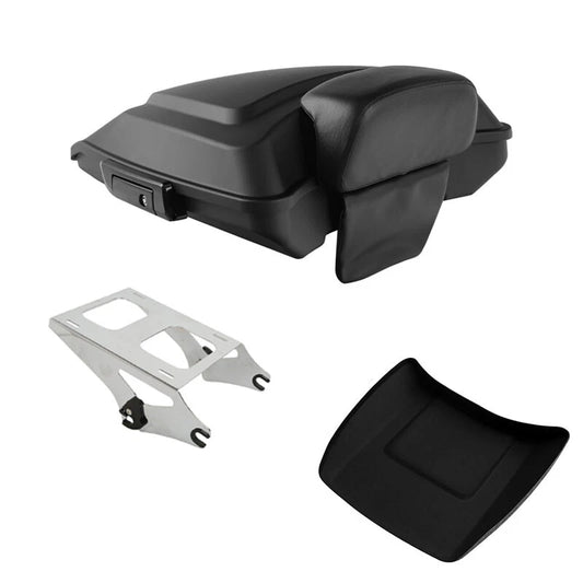 Matte Black Razor Trunk Backrest Pad Mount Rack Fit For Harley Road Glide 14-26