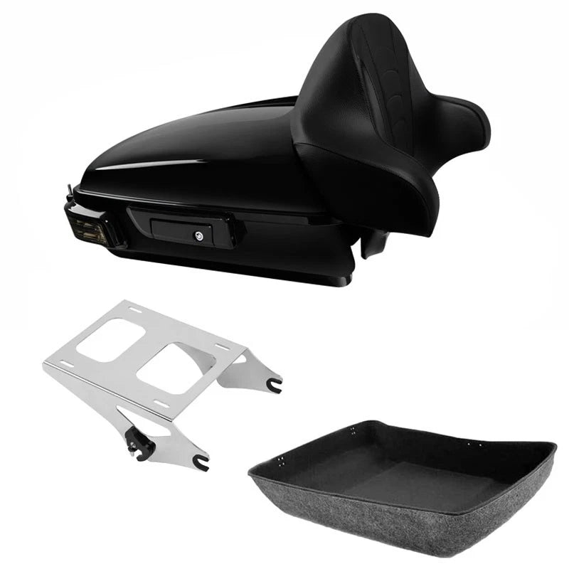Chopped Trunk Backrest LED Lamp Mount Rack Fit For Harley Touring Glide 2014-26