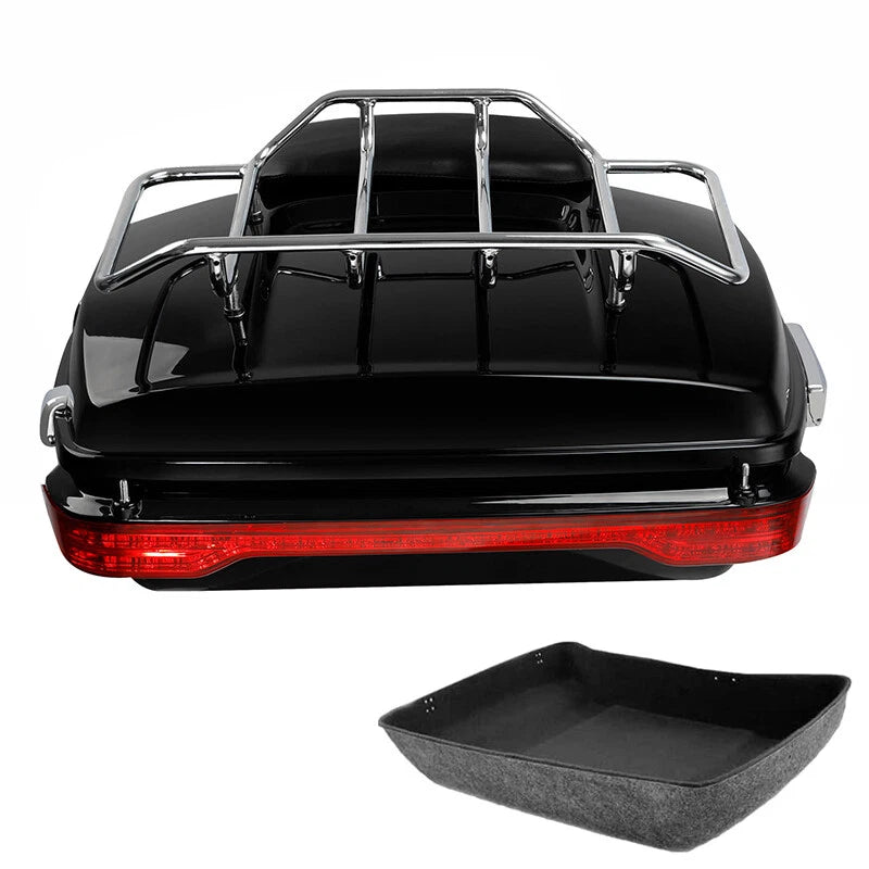 Chopped Trunk Backrest Luggage Rack LED Tail Light Fit For Harley Touring 14-26