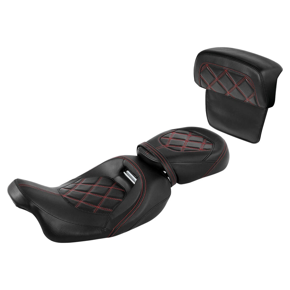 Black+Red Driver + Passenger Seat Backrest Fit For Harley Road Glide 2014-2023