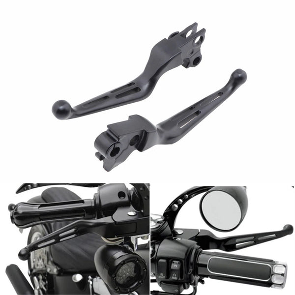 Black Slotted Brake Clutch Lever For Harley Dyna Touring Softail 96-07 XL 96-03