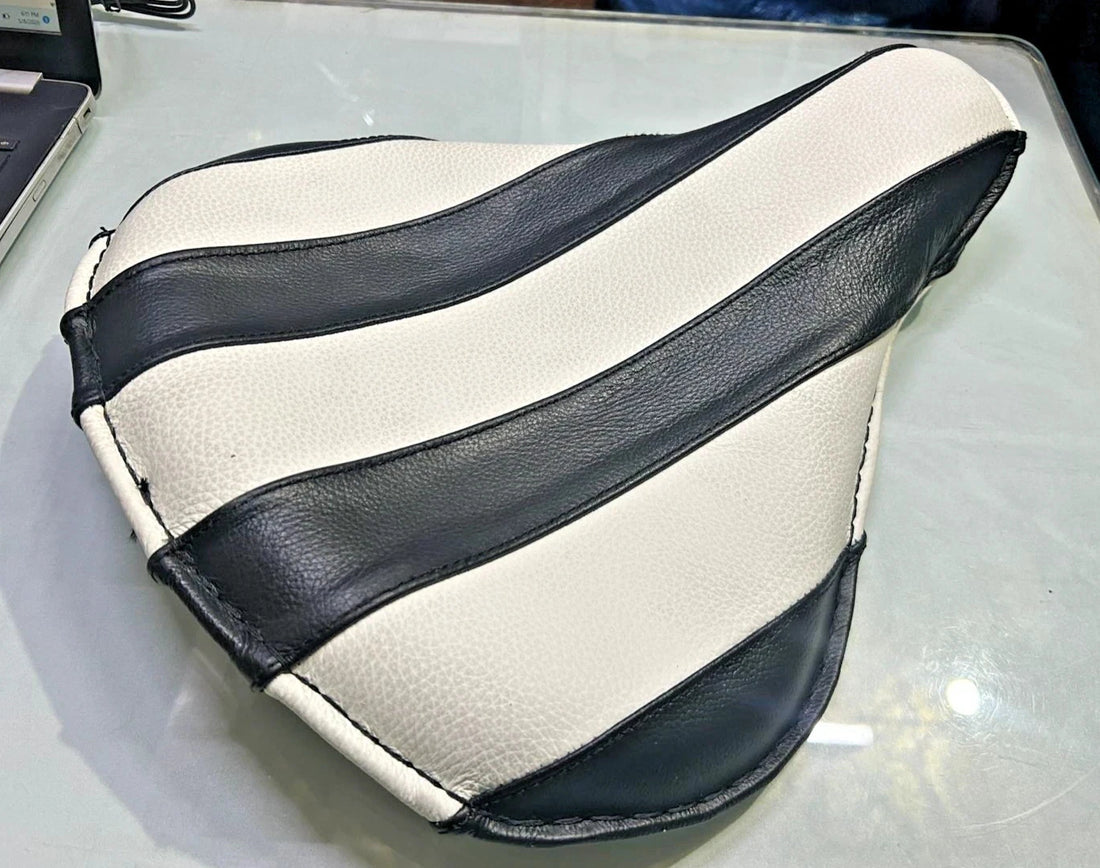 Custom Bobber Chopper Fit For Harley Sportster Seat Black White Tuck Roll