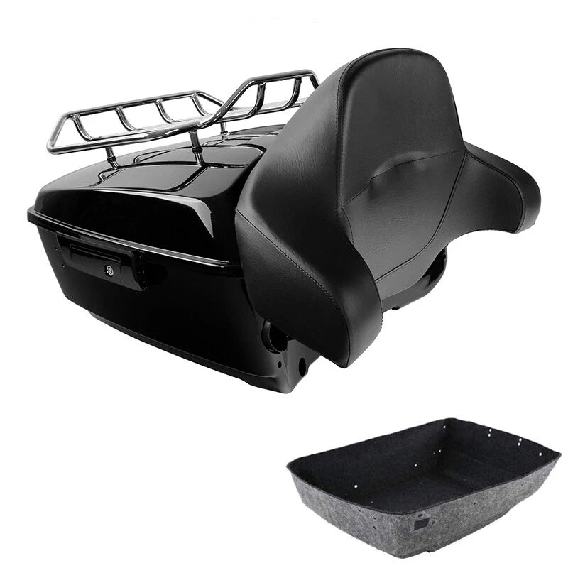King Trunk Black Backrest Luggage Rack Fit For Harley Touring Road Glide 2014-26