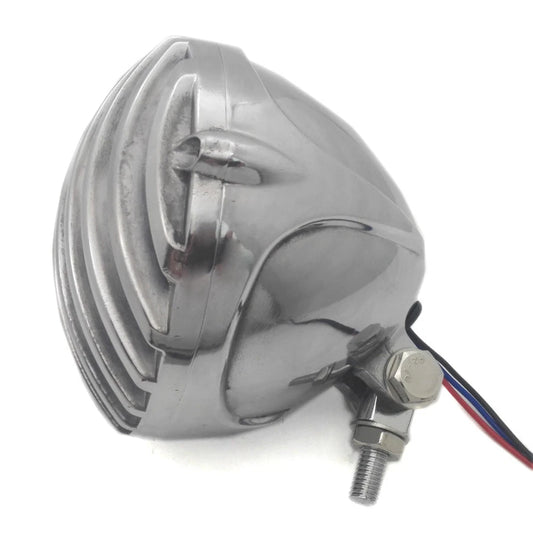 Chrome Polished Scalloped Finned Grill Headlight For Honda Bobber Chopper Custom