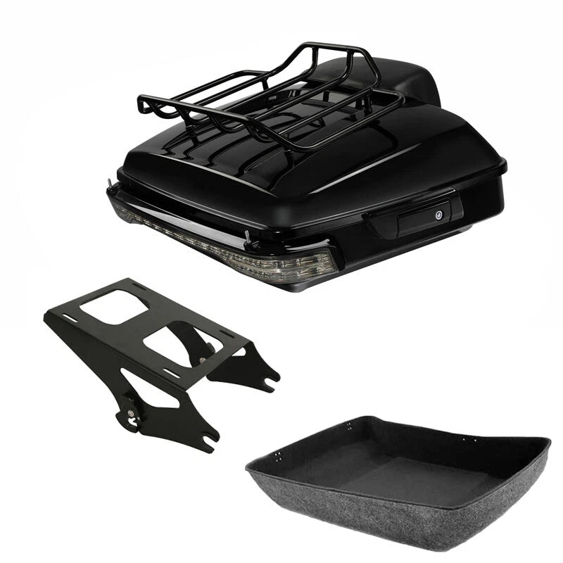 Chopped Trunk Backrest Pad Rack Light Mount Fit For Harley Touring Flhr 2014-26