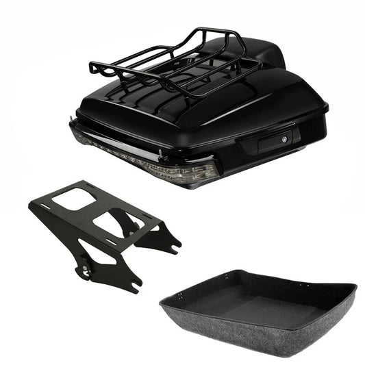 Chopped Trunk Backrest Pad Rack Light Mount Fit For Harley Touring Flhr 2014-26