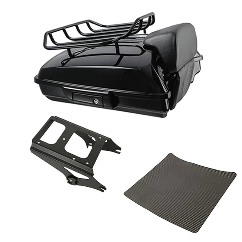 Black Razor Trunk Backrest Luggage Rack Mount Fit For Harley Touring 2009-2013