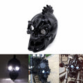 Motorcycle Black LED Skull Headlight Lamp For Harley Choppers Cruiser Custom