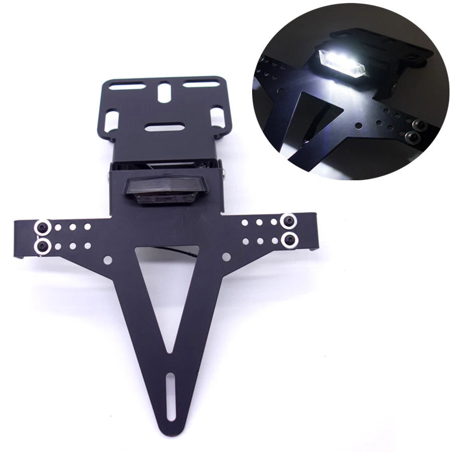 Motorcycle Black Metal Rear Tail Light Mount License Plate Light Bracket Holder