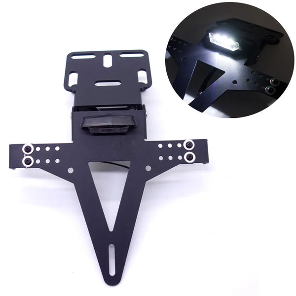 Motorcycle Black Metal Rear Tail Light Mount License Plate Light Bracket Holder