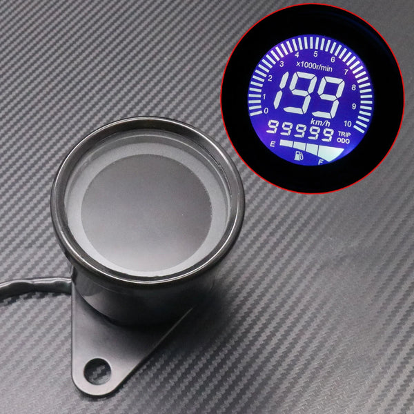 New Black 4 In 1 Retro LED LCD Tachometer Speedometer Fuel Level Gauge Odometer