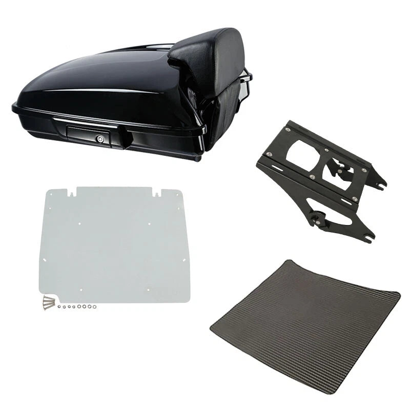 Black Razor Trunk Backrest Rack Plate Fit For Harley Road King Glide 2014-2026