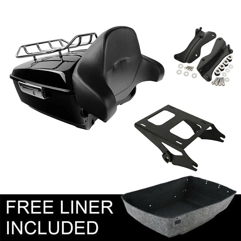 King Trunk Backrest Pad Rack Mount Docking Kit Fit For Harley Touring 2014-2026