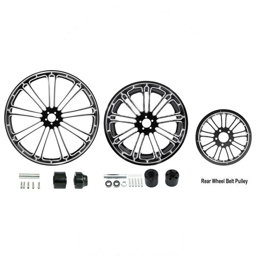 30" Front 18" Rear Wheel Rim Hub Belt Pulley Fit For Harley Touring 1997-2008