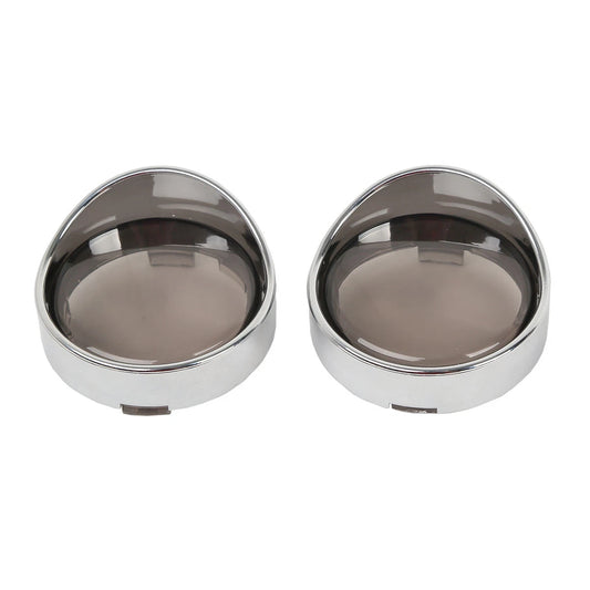 Chrome Visor-Style Turn Signal Bezels Smoke Lens Fit For Harley Softail Touring